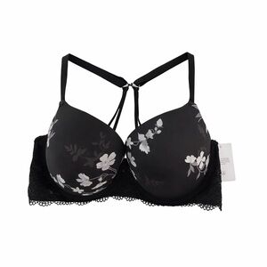 Auden Black Floral Lace Demi T-shirt Bra 38C